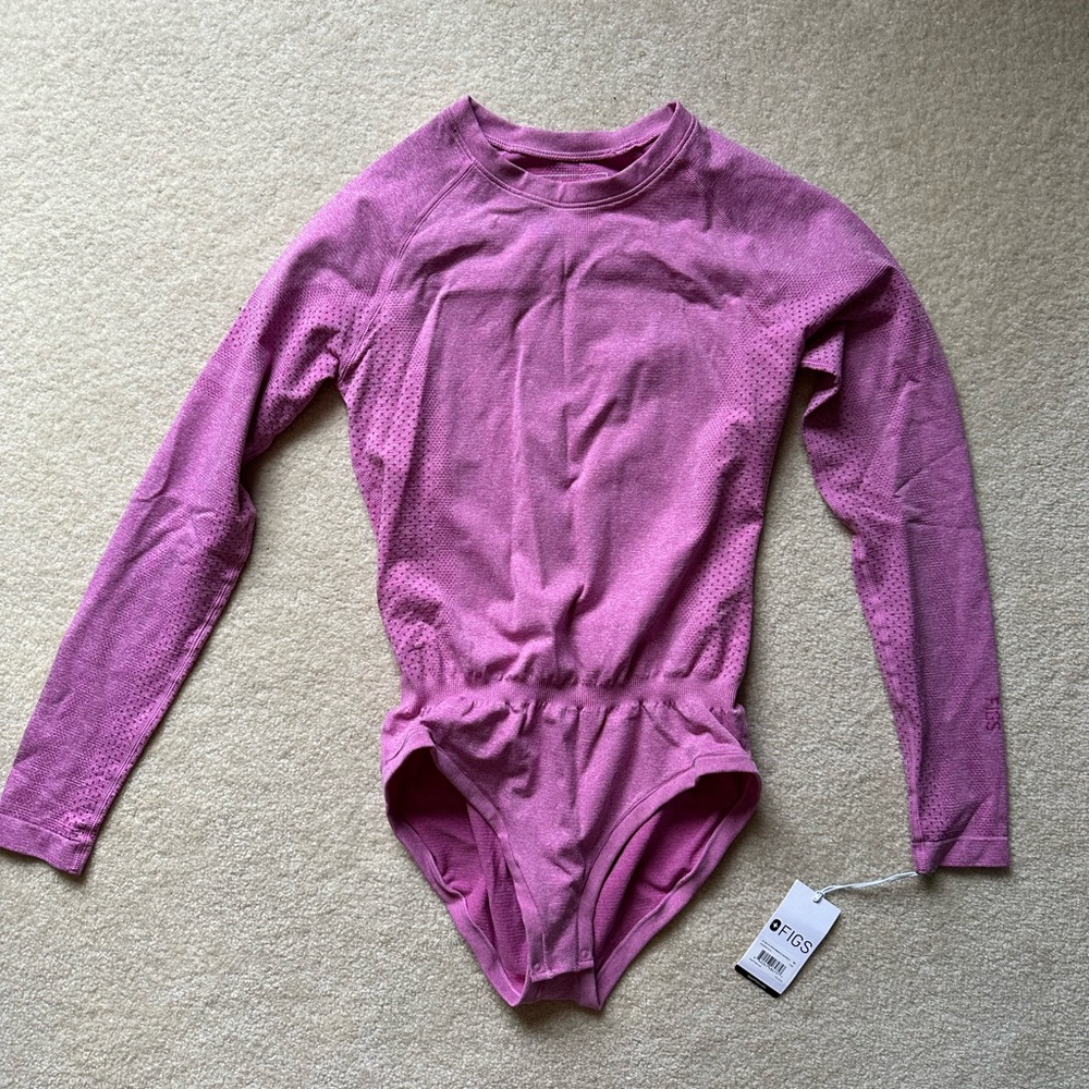 Figs Salta Bodysuit in Raspberry Sorbet.